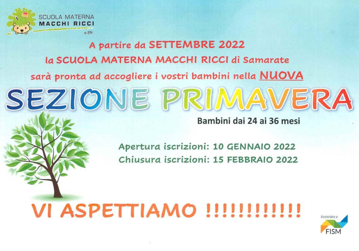 APERTURA SEZIONE PRIMAVERA!!!